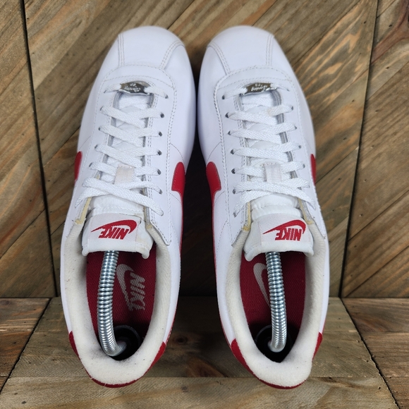 Nike Cortez Basic Leather Forrest Gump Mens Athletic Shoes Size 9 Red White Blue - Picture 7 of 9
